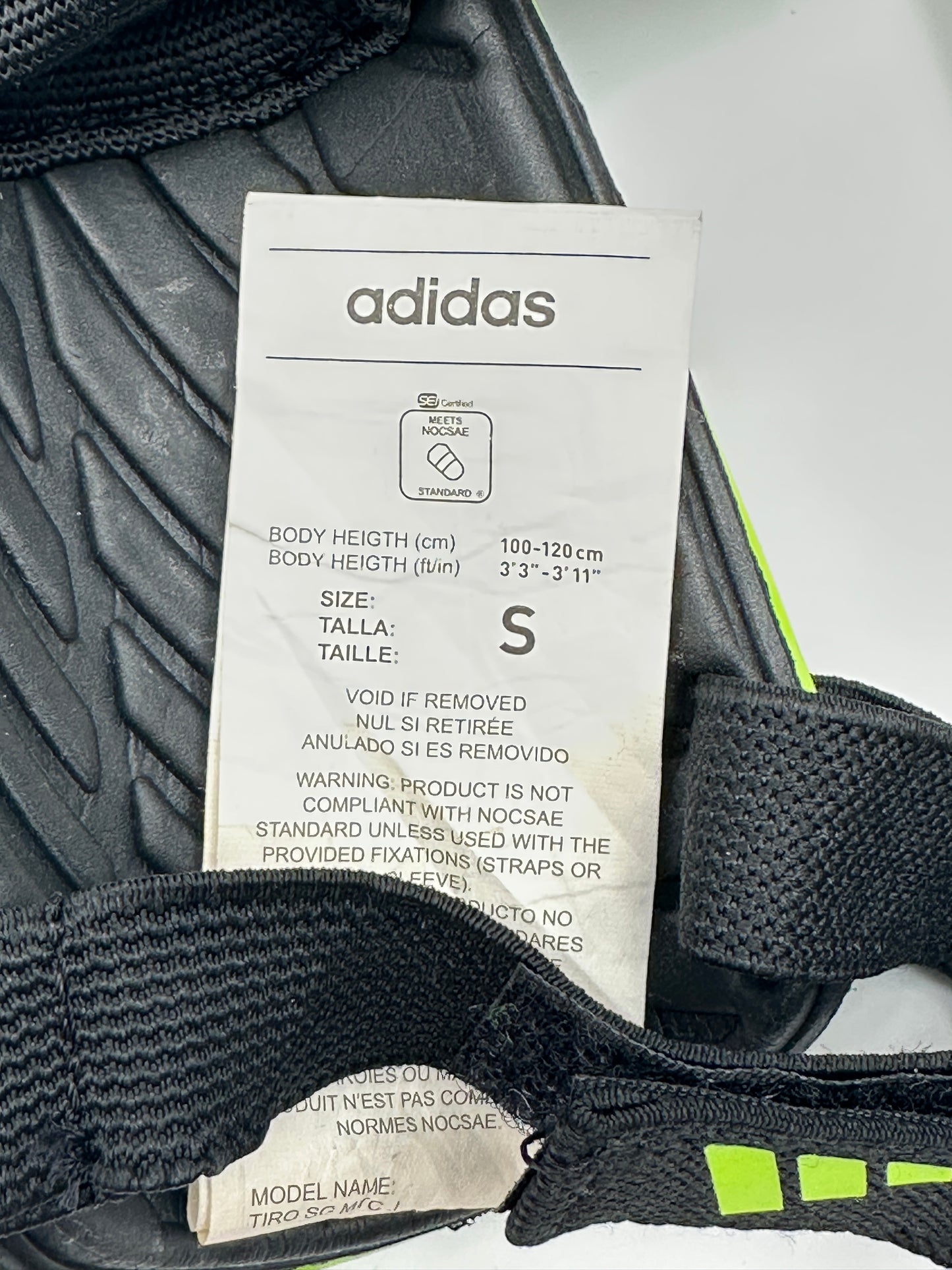 Adidas Kids Size S Tiro Match Shin Guards Lucid Lemon & Black