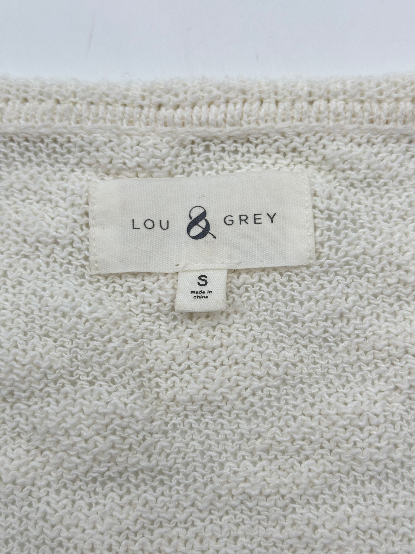 Lou & Grey Size S Cream w/Multi-Colored Stars V-Neck Oversized Sweater