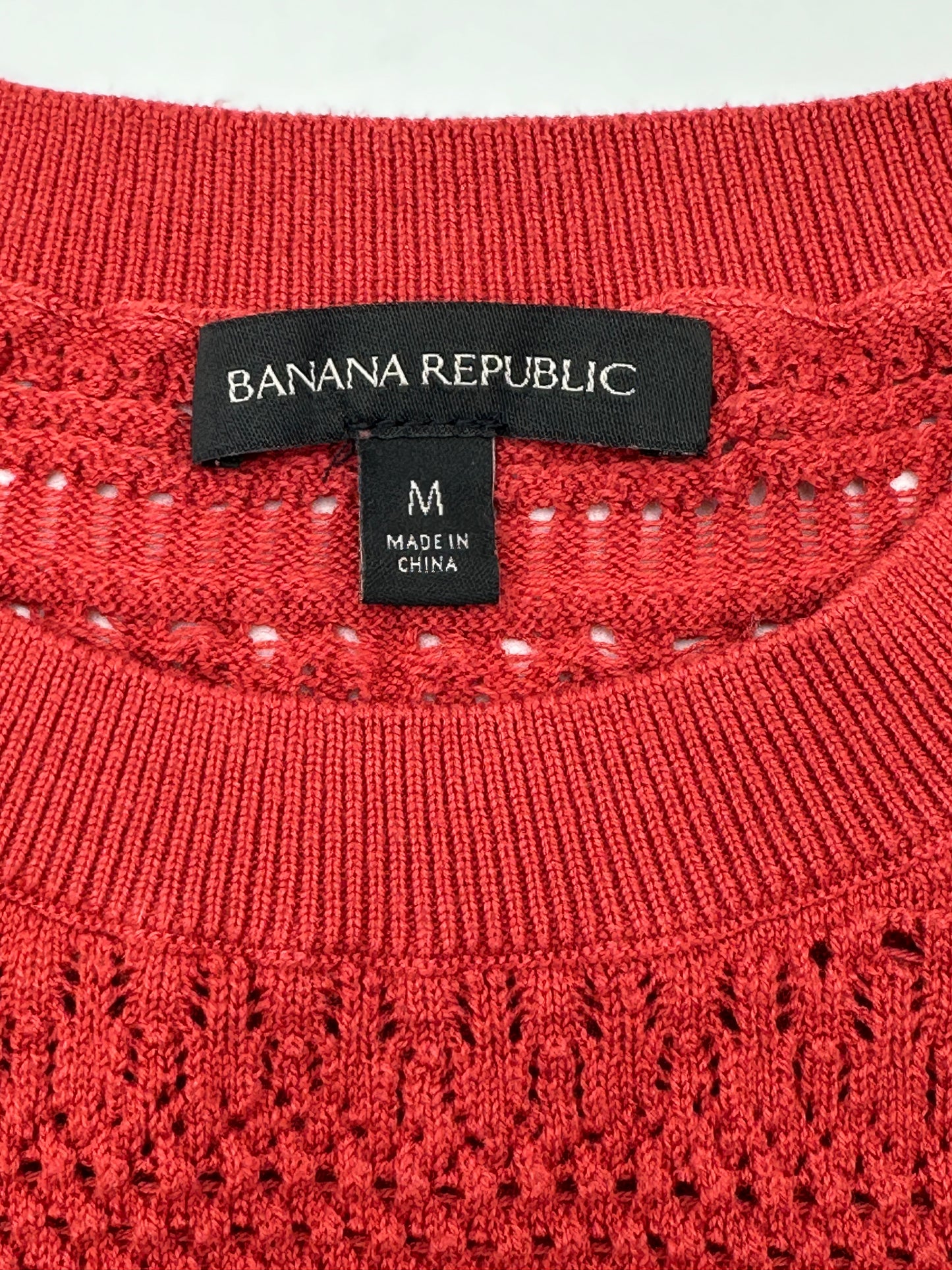 Banana Republic Size M Dark Orange Open-Knit Oversized Crop Sweater