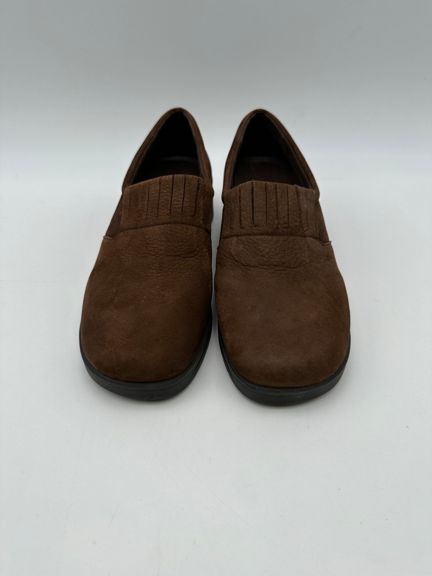 Selby Active Flex Size 7 B Brown Suede "Bianca" Slip-On Shoes, 1.25" heel