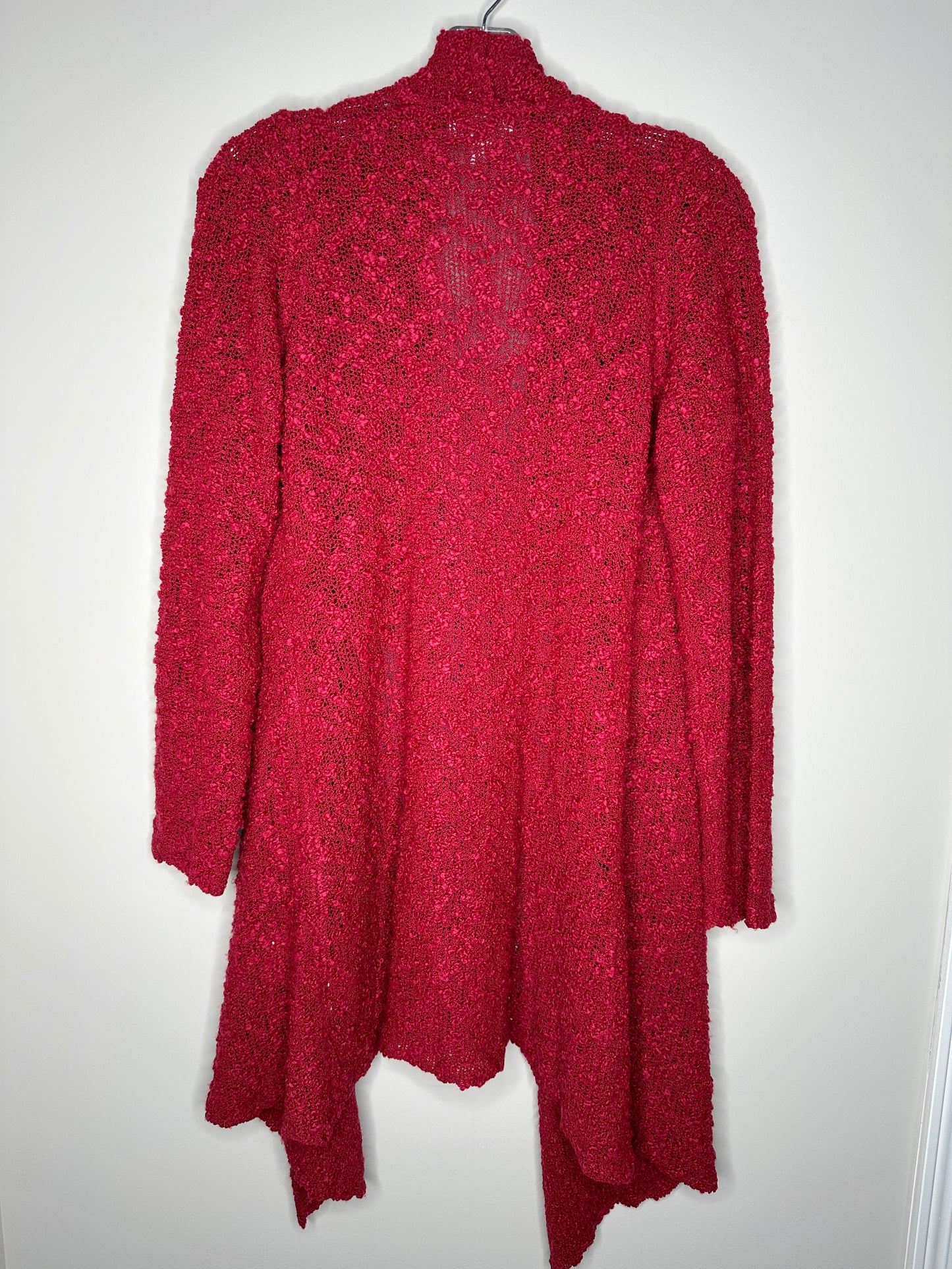 KINTAMANI by Wind River Size S Dark Red Maroon Chunky Boucle Knit Open Cardigan Sweater