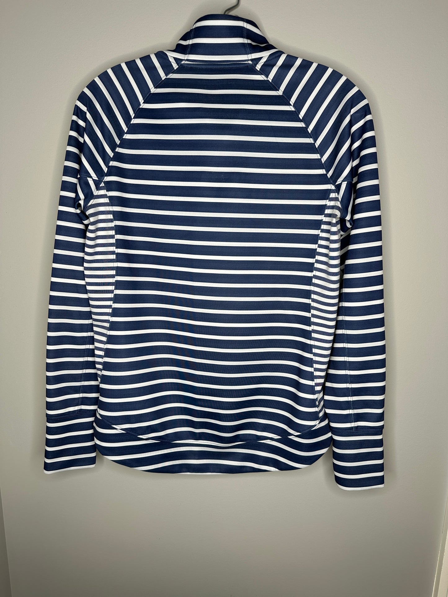 Vineyard Vines Performance Size S Blue & White Striped 1/4 Zip Top