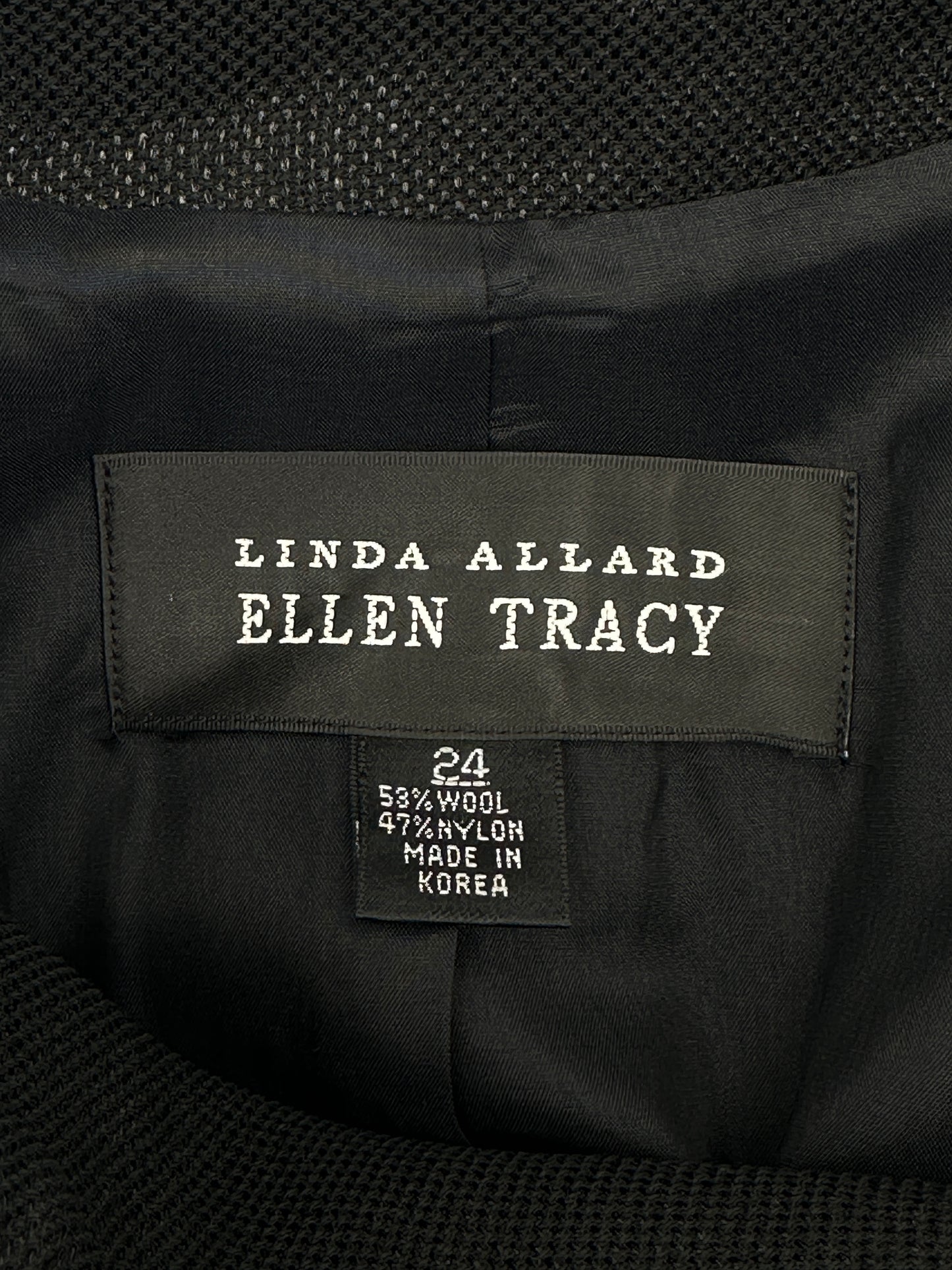 Linda Allard Ellen Tracy Size 24 Black Shimmer Long Button-Up Coat