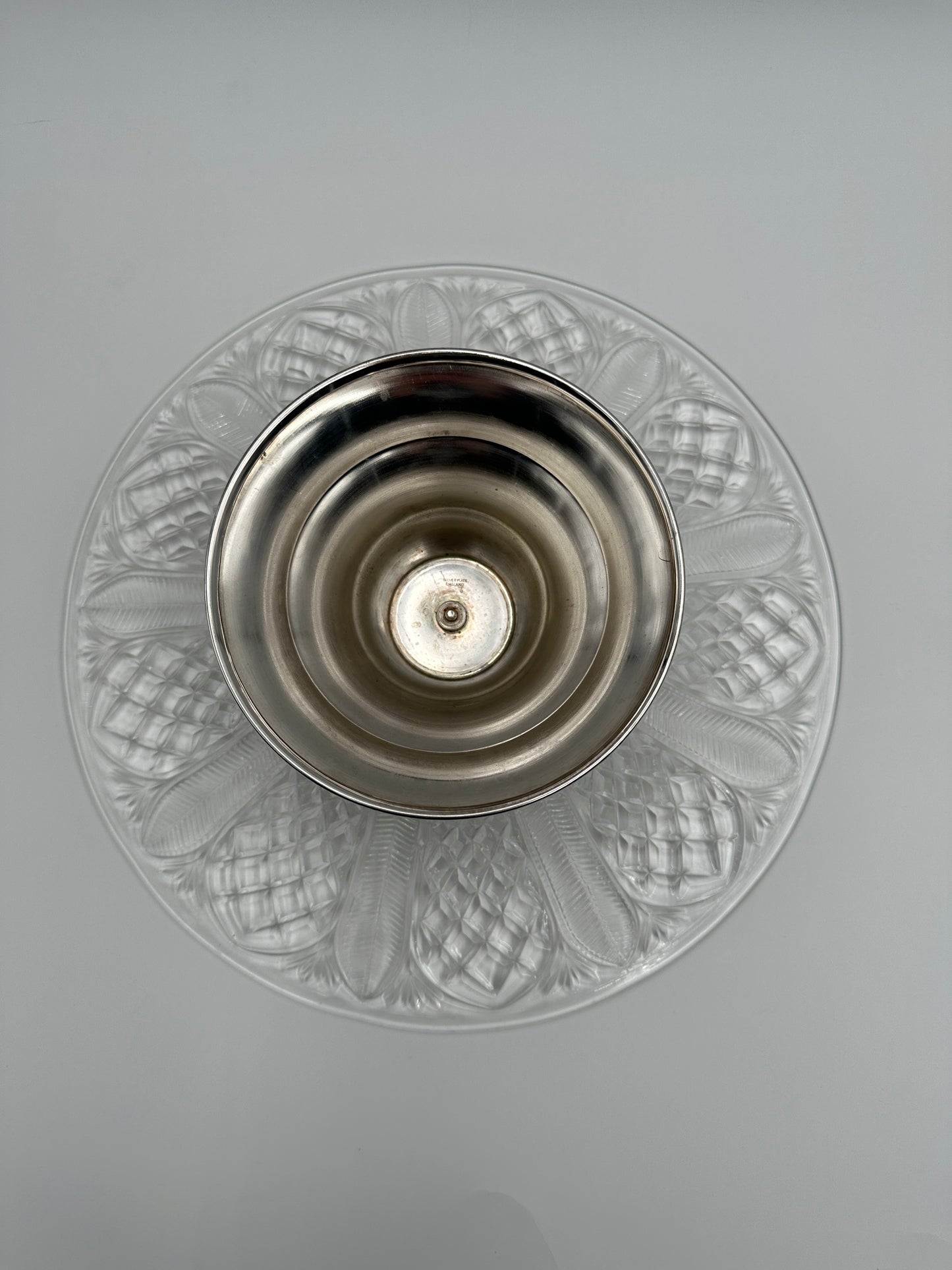 Glass Vintage Cake Stand with Silver Plated Base