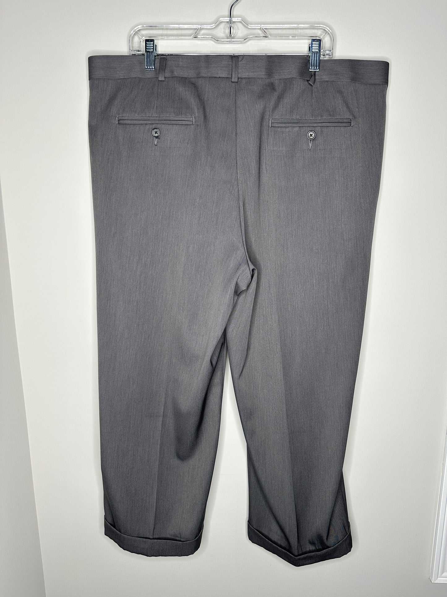 Perry Ellis Portfolio Men's Size 42x25.5 Gray Classic Fit Cuffed Dress Pants