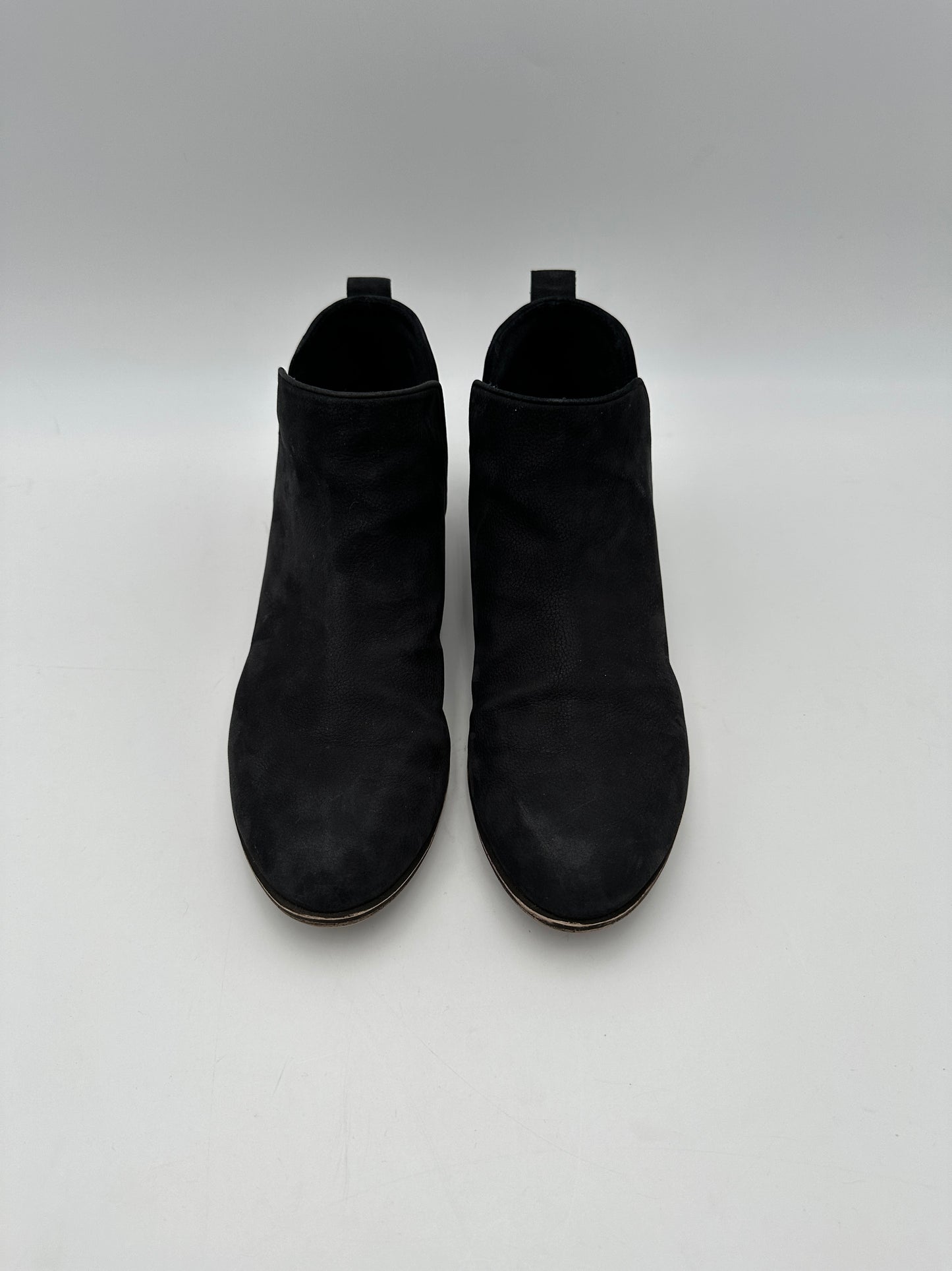 BP. Size 9M Black Suede Ankle Boots Booties, 2 3/8" heel