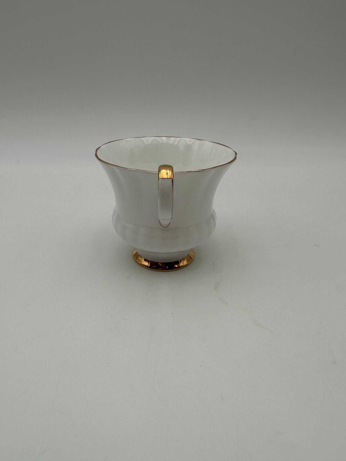 Society White w/Gold Trim Bone China Footed Cup Mug
