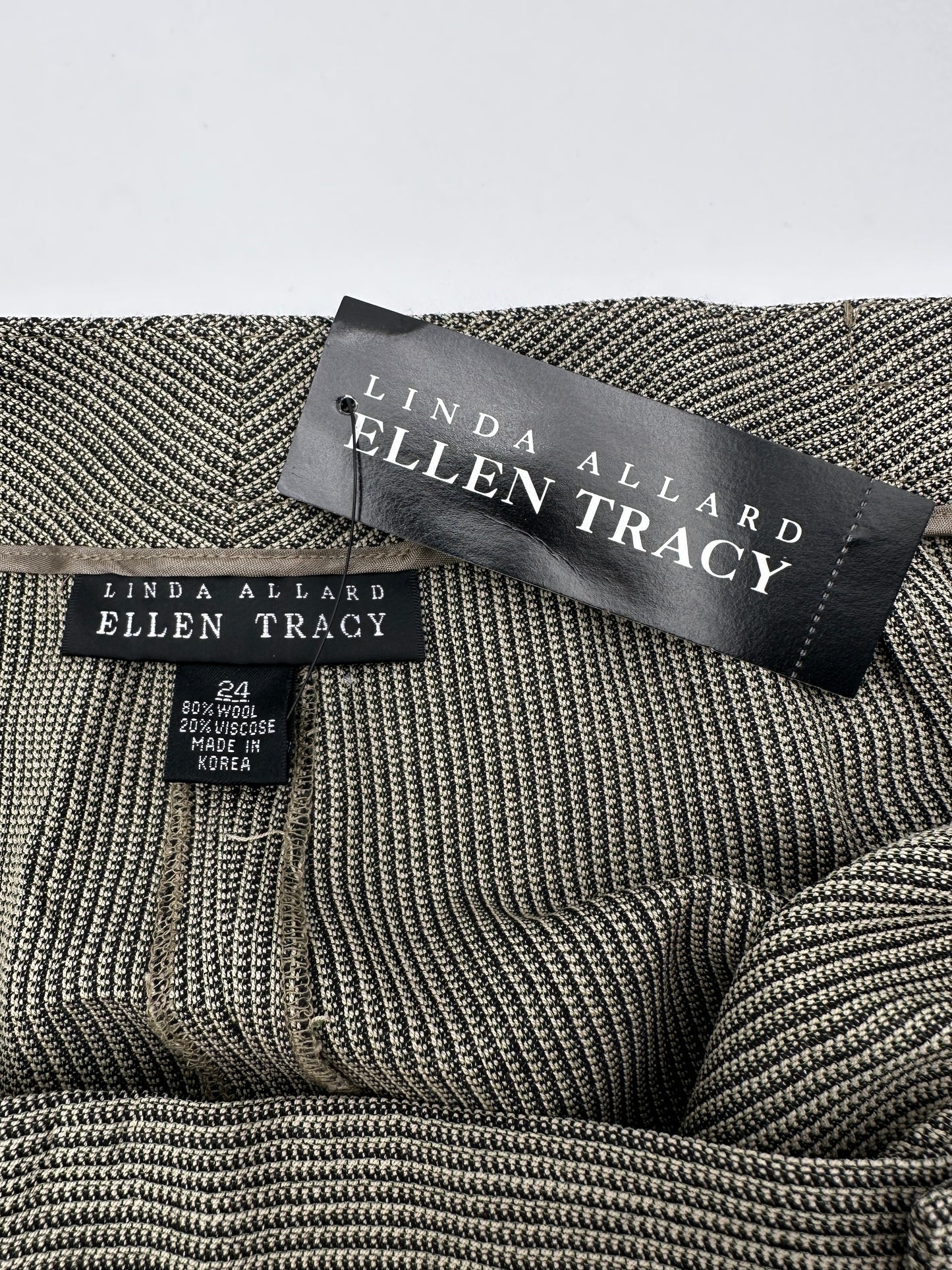 Linda Allard Ellen Tracy Size 24 Black/Khaki Wool Blend Trousers, new/NWT