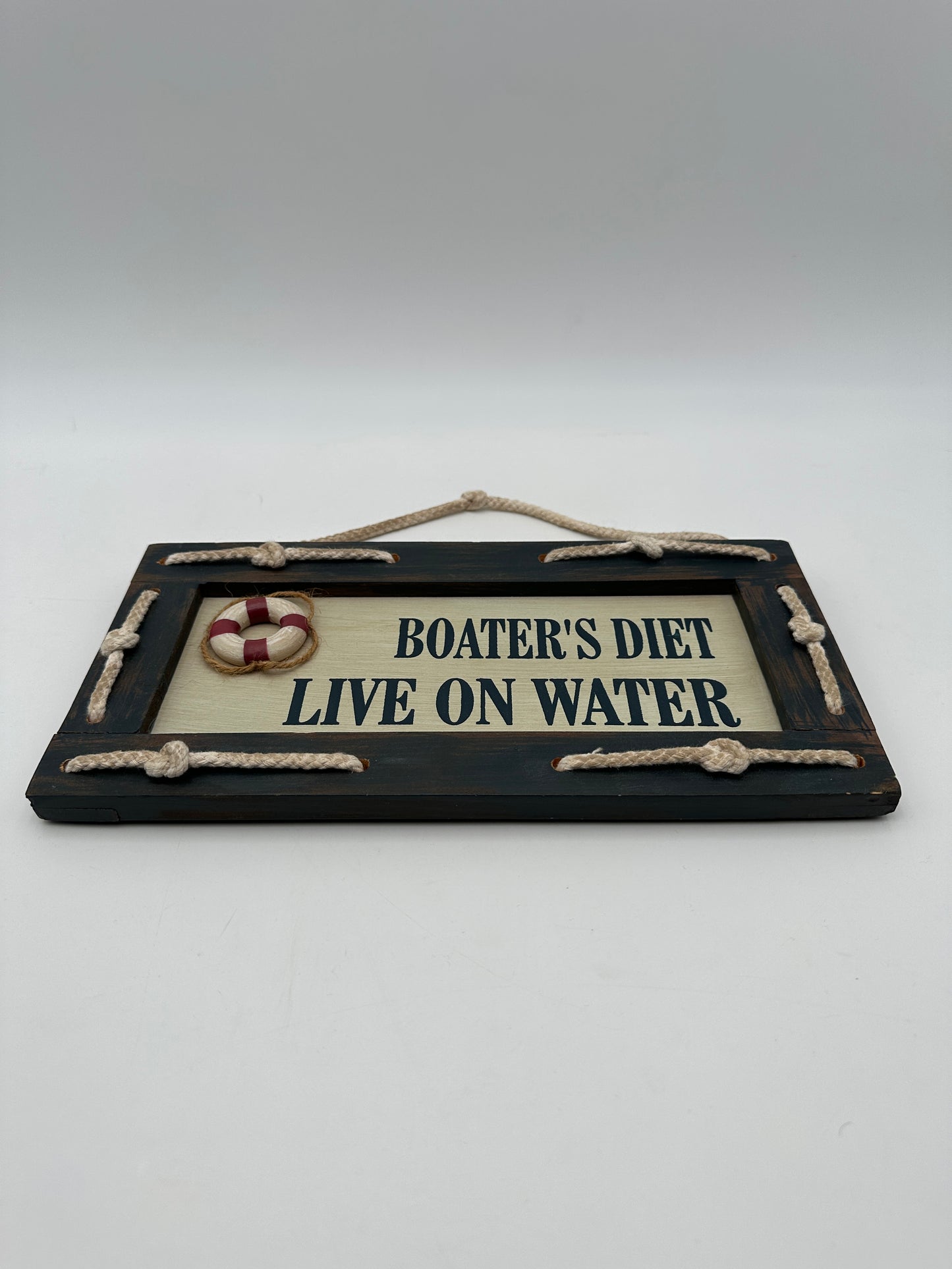 Blue Decorative Wall Plaque "Boater's Diet Live on Water"