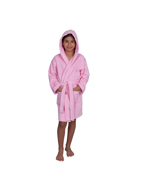 Parador Kids Size L Pink Terry Velour Hooded Robe Cover Up, new in package