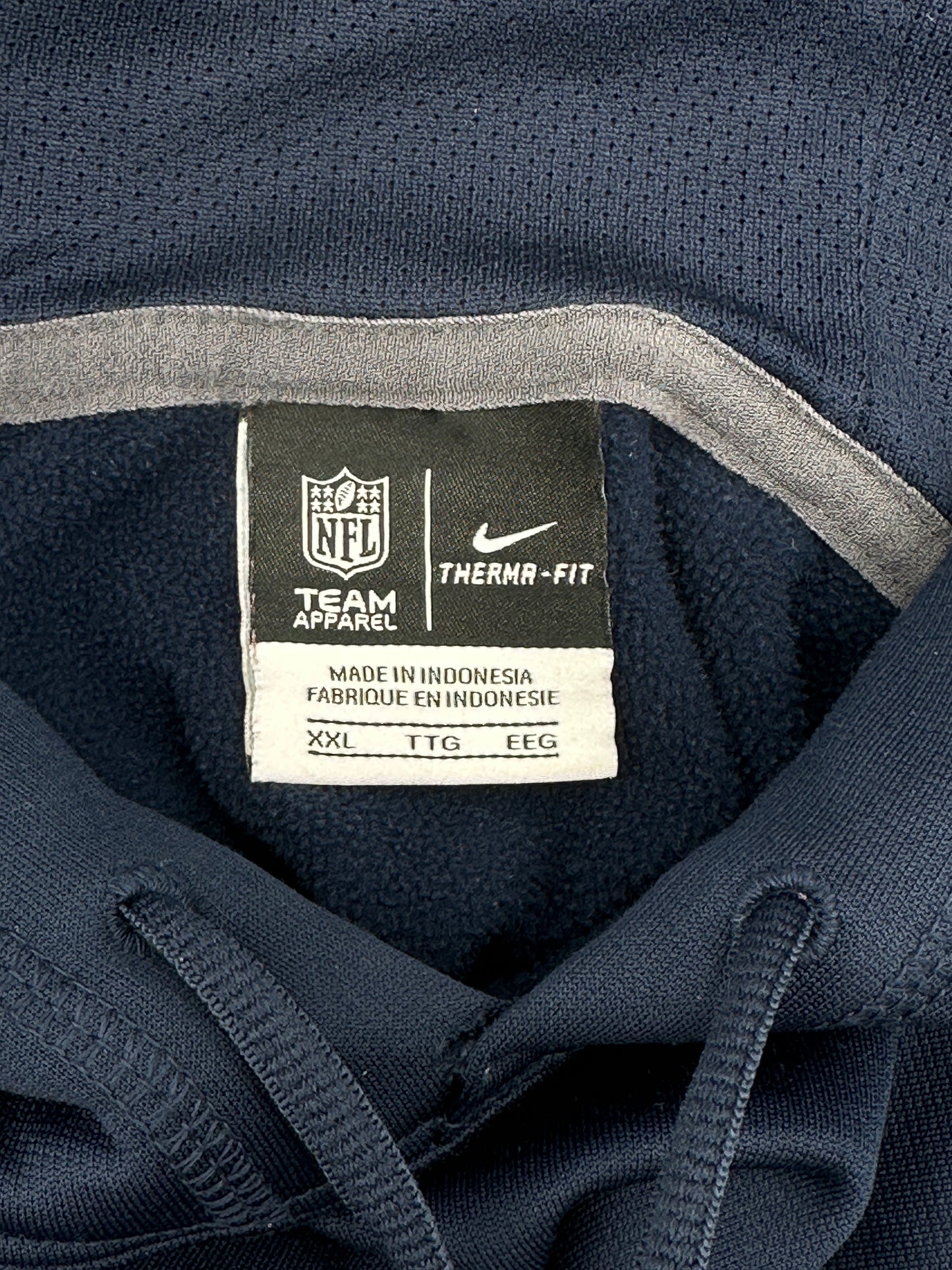 NFL Team Apparel Men's Size XXL Navy Blue New England Patriots Pullover Nike Therma-Fit Hoodie