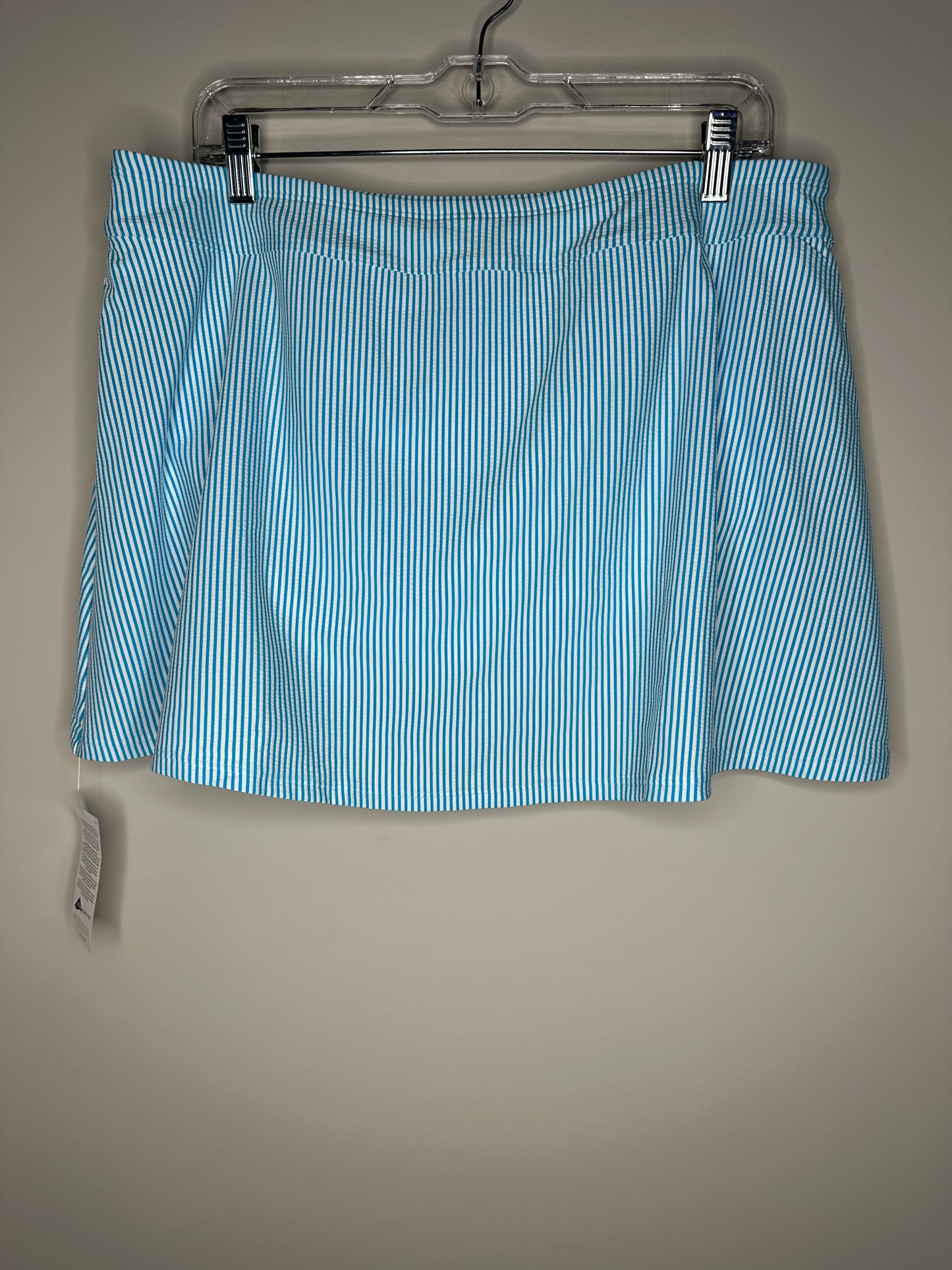 Lands' End Size 16W Turquoise Stripe Swim Skirt Swim Bottoms, new/NWT