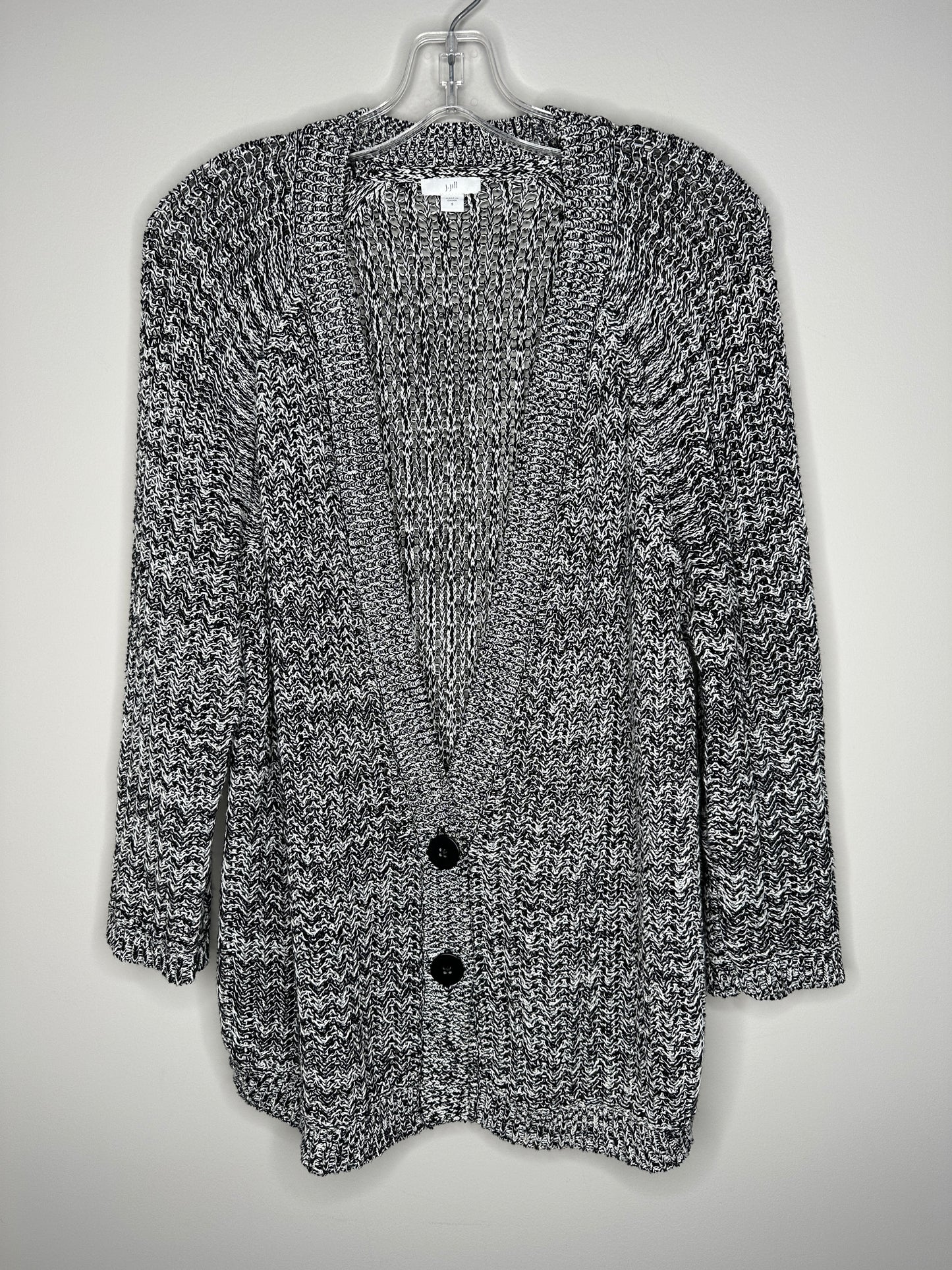J.Jill Size S Black & White V-Neck Cardigan Sweater (runs large)