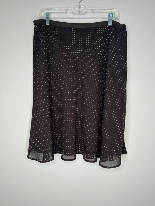 New York & Company Size 12 Brown w/Polka Dots A-Line Knee Length Skirt