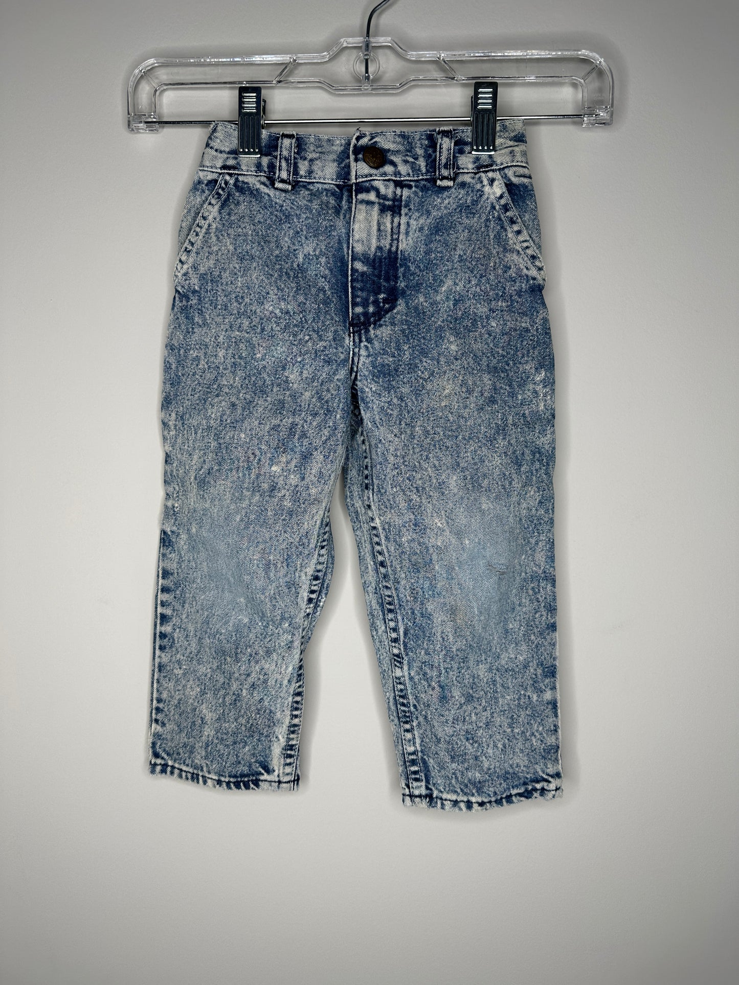 OshKosh Toddler Size 3T Blue Acid Wash Denim Carpenter Pants Jeans, Vintage