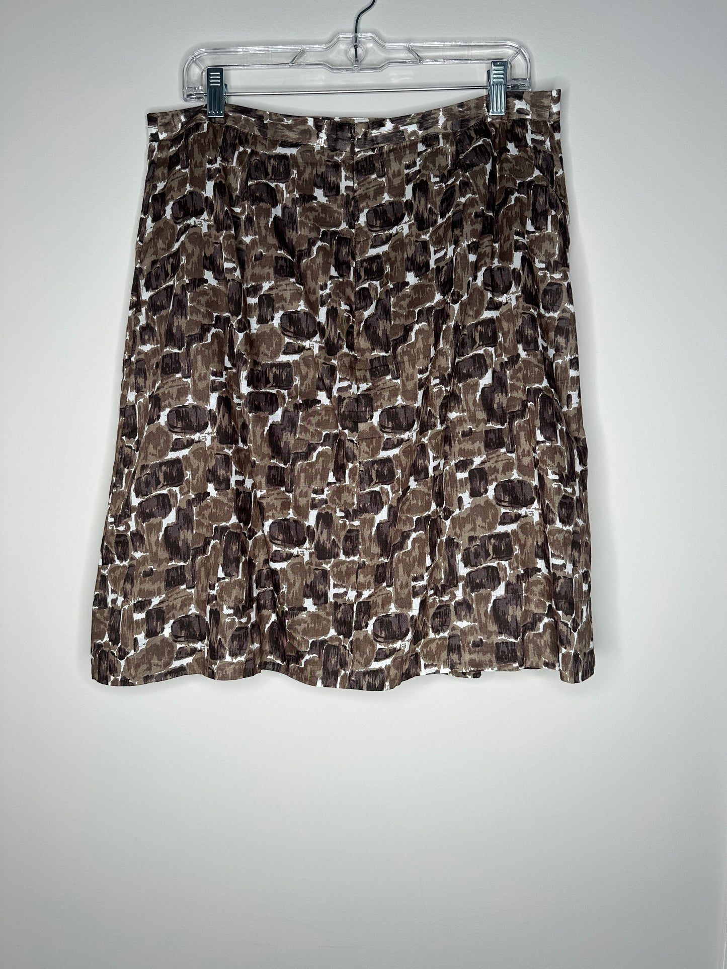 The Limited Size 12 Brown w/White Pleated A-Line Knee Length Skirt