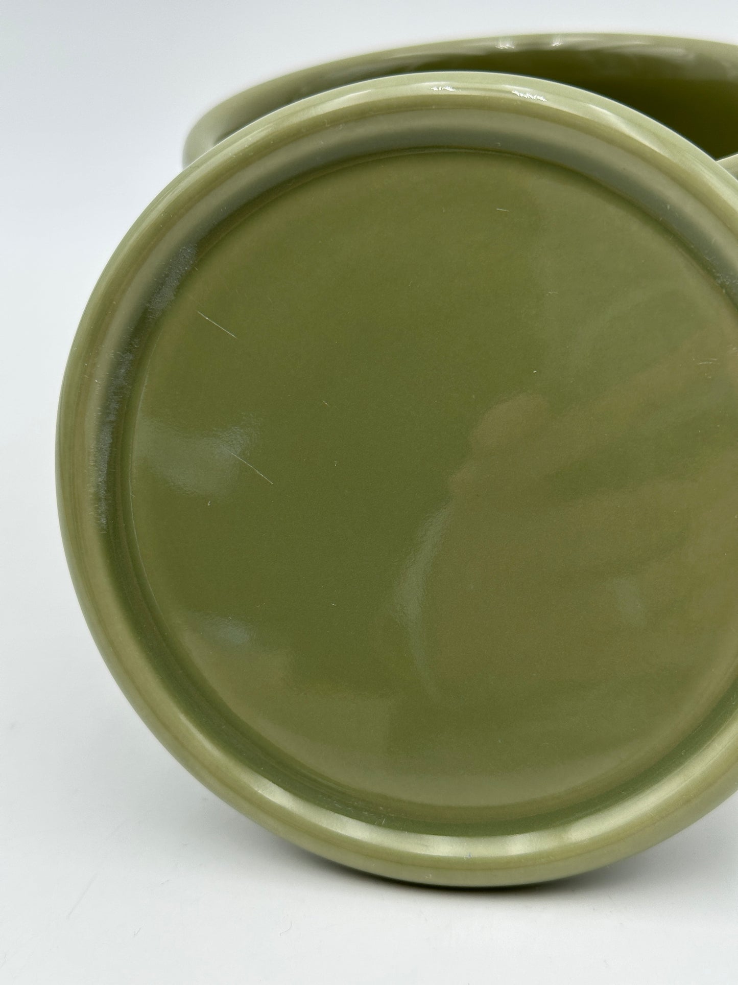Longaberger Sage Green Woven Traditions 1 Pint Ceramic Crock w/Coaster Lid