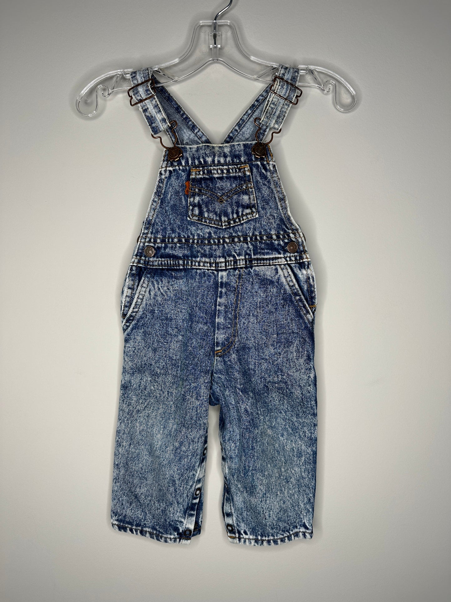 Levi's Size 18M Blue Acid Wash Denim Overalls Overall Jeans, Vintage