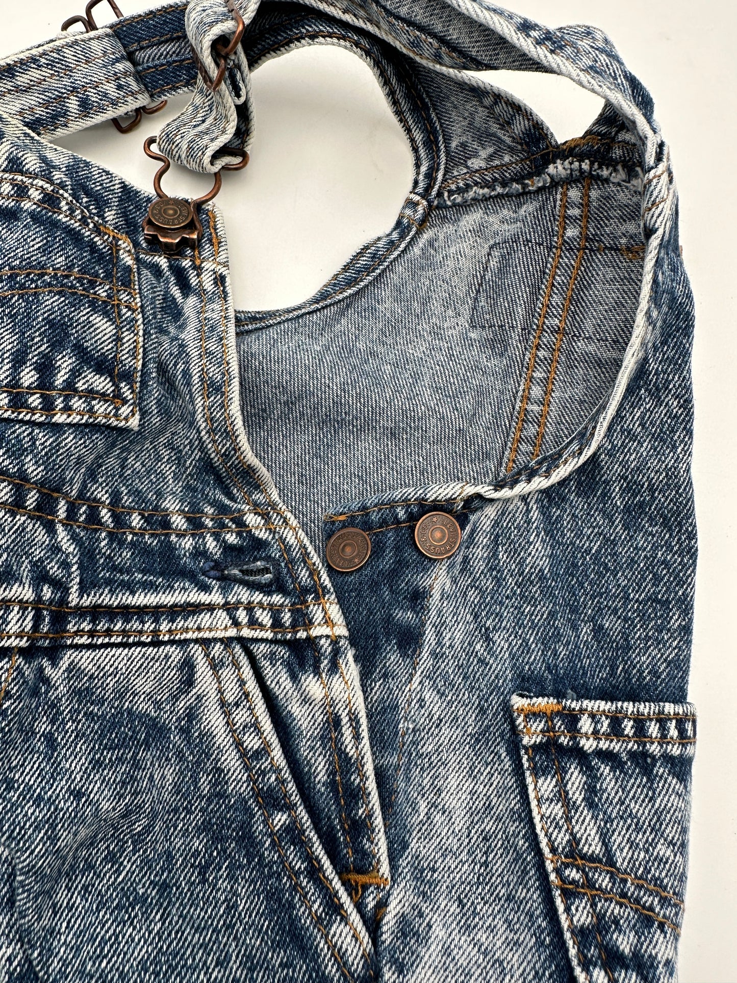 Levi's Size 18M Blue Acid Wash Denim Overalls Overall Jeans, Vintage