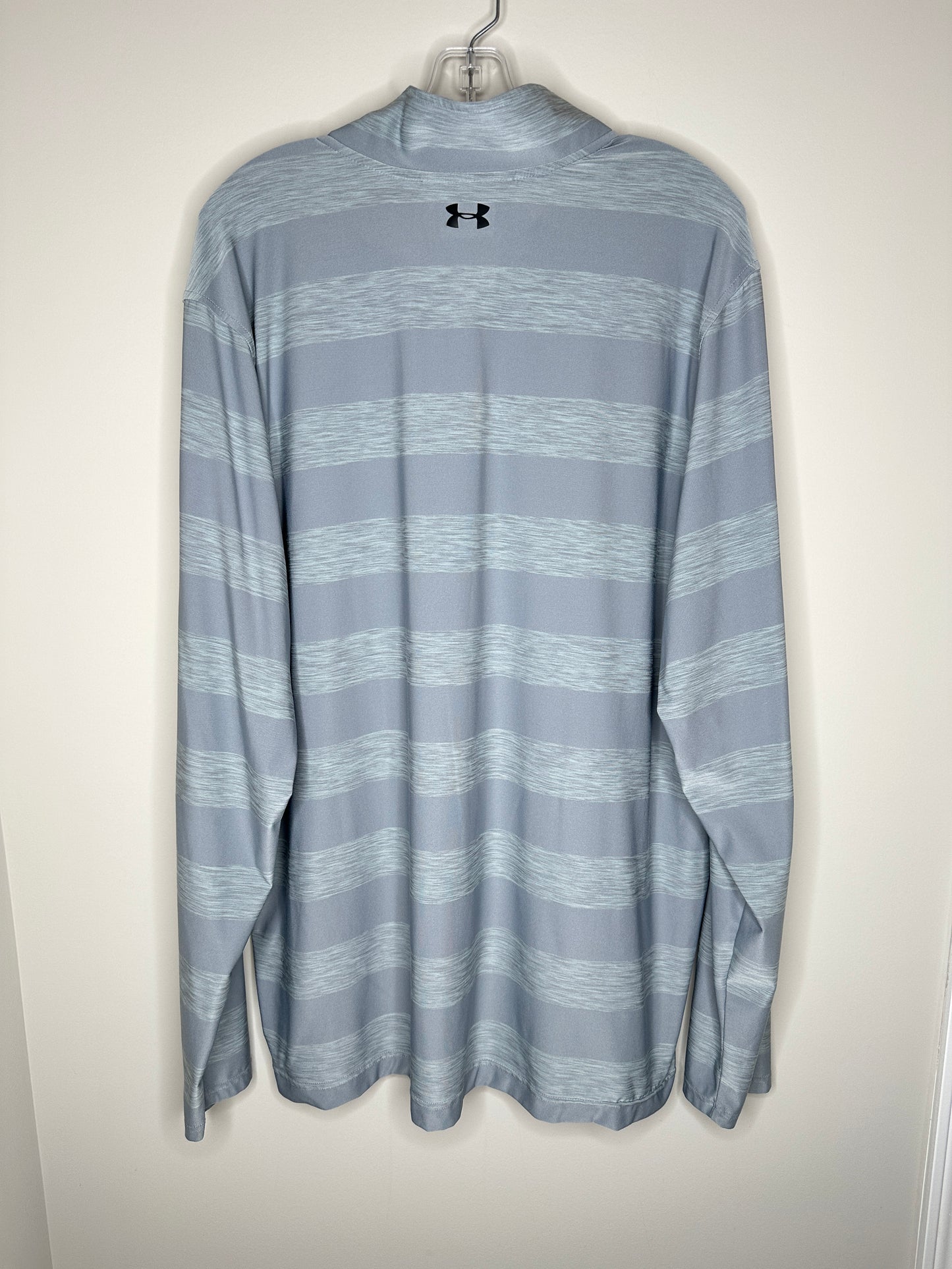 Under Armour Men's Size 2XL Gray & Gray Heather Striped Loose Long Sleeved 1/4 Zip, EUC