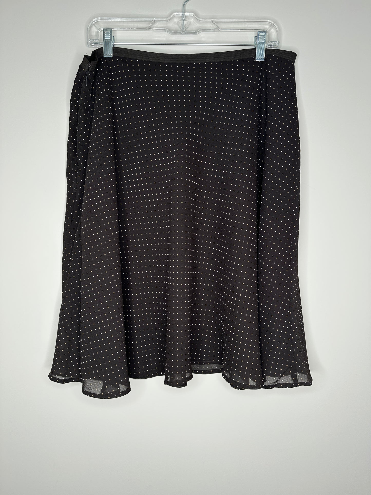 New York & Company Size 12 Brown w/Polka Dots A-Line Knee Length Skirt