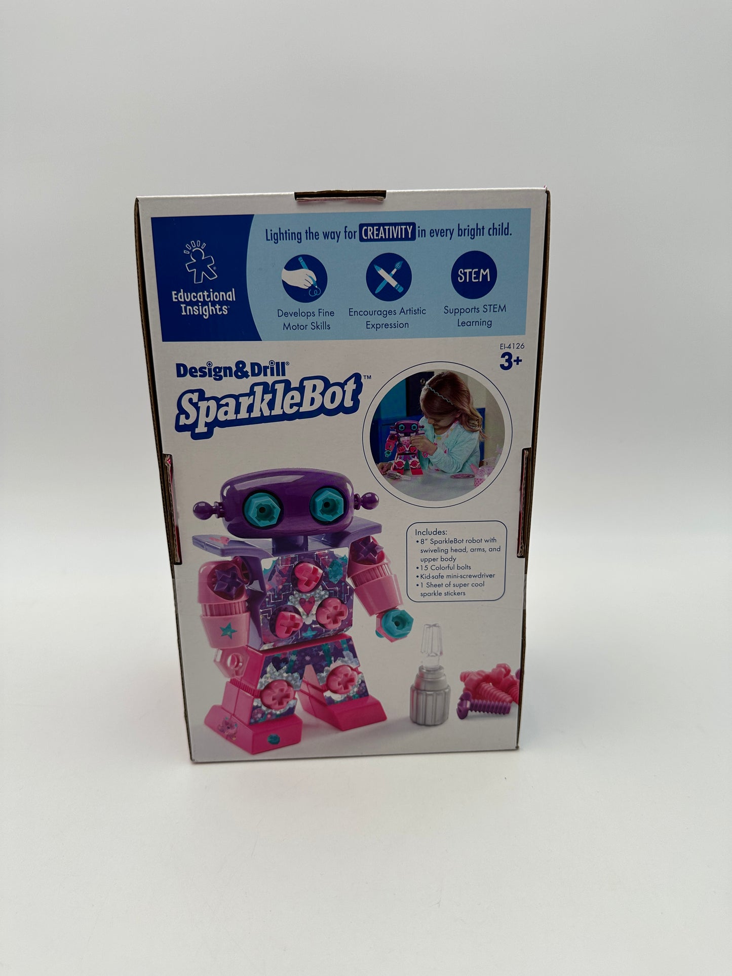 Educational Insights Purple & Pink Design & Drill SparkleBot, new in box
