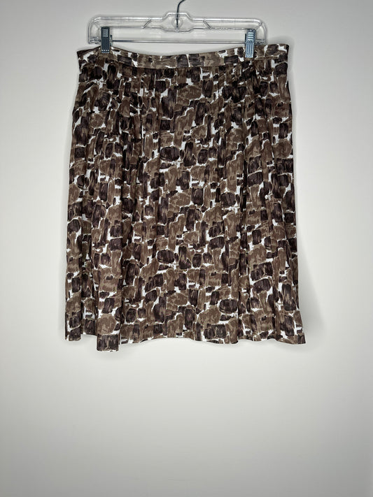 The Limited Size 12 Brown w/White Pleated A-Line Knee Length Skirt
