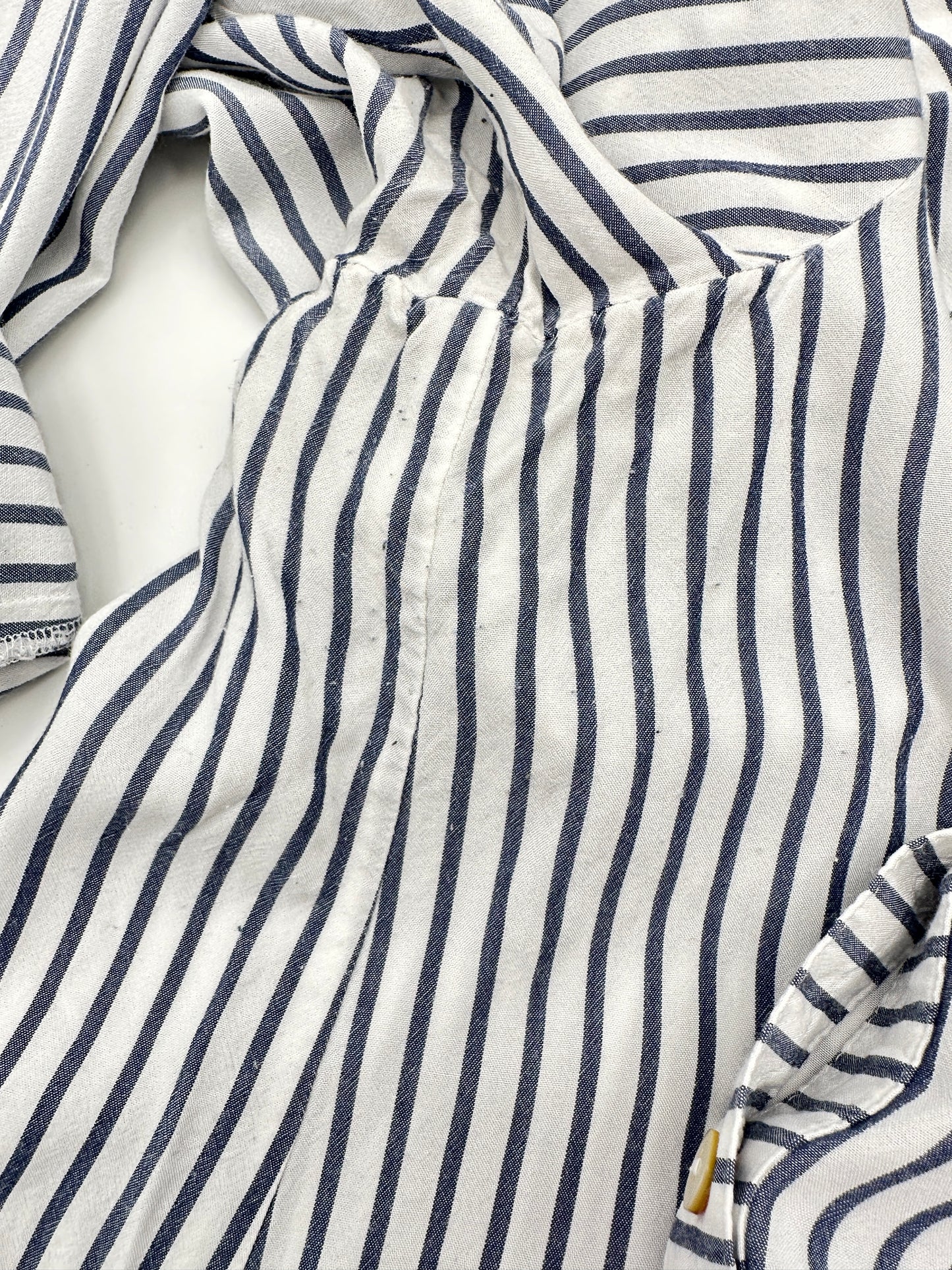 J.Jill Size M Blue & White Striped Roll-Tab Sleeve Blouse Button-Up Top