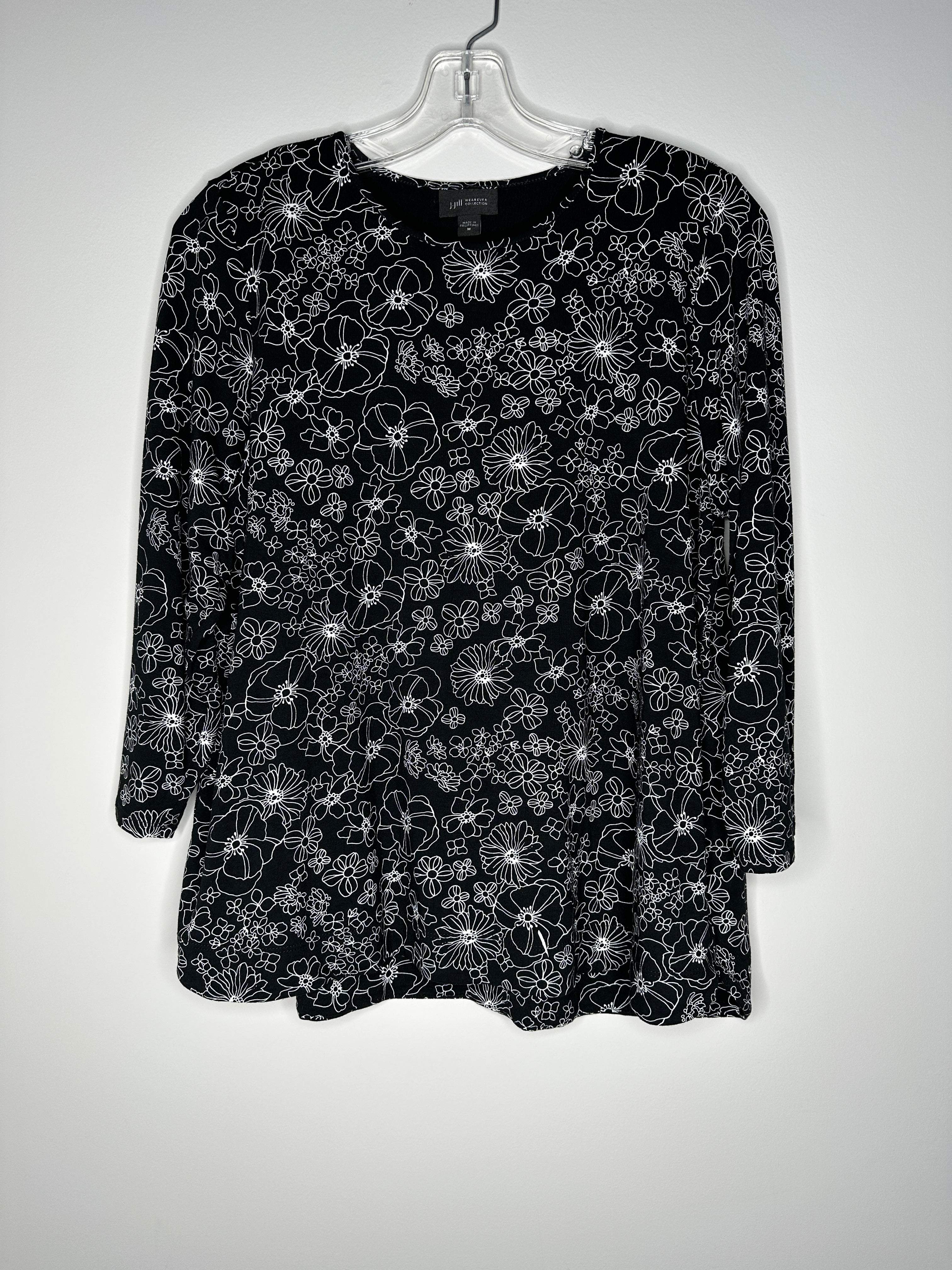 J.Jill Size M Black w/White Flowers 3/4 Sleeve Wearever Collection Top –  The Sequel Shop