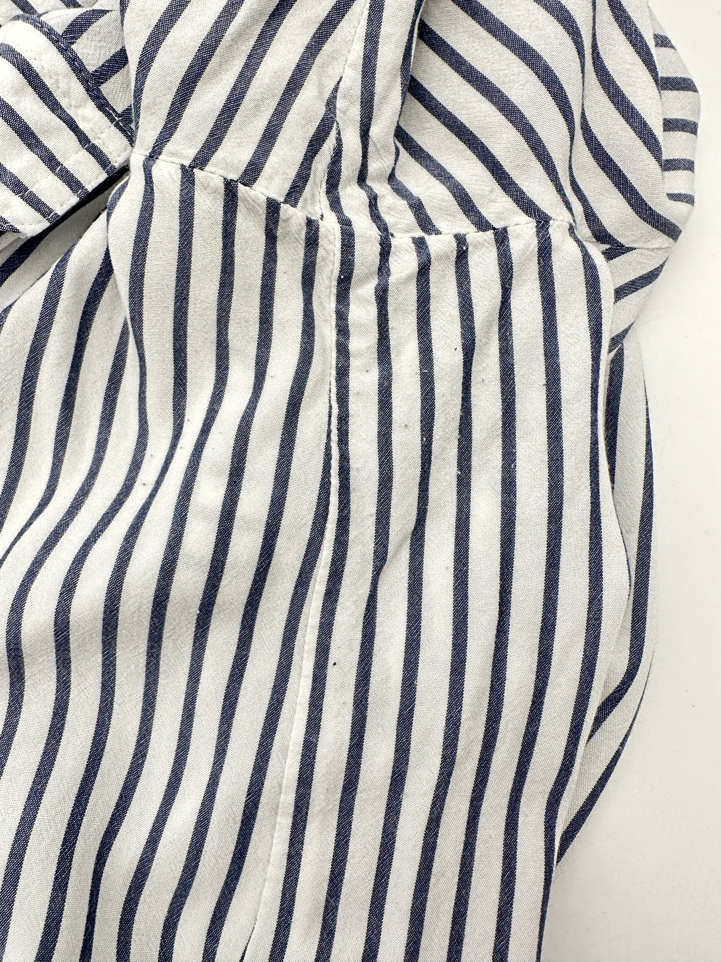 J.Jill Size M Blue & White Striped Roll-Tab Sleeve Blouse Button-Up Top