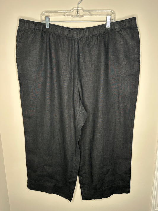 J.Jill Love Linen Size 3X Black Pull-On Capris Capri Pants, new/NWT