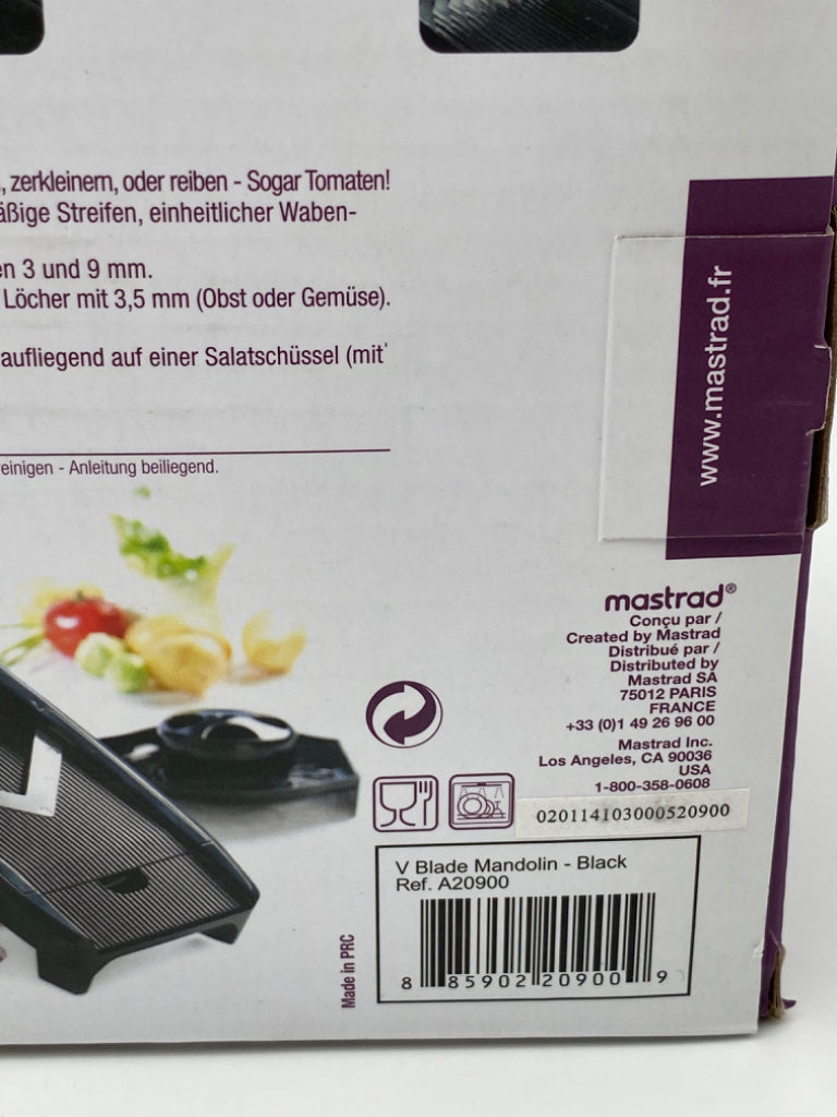 Mastrad Black A20900 V-Blade Mandoline, new in box