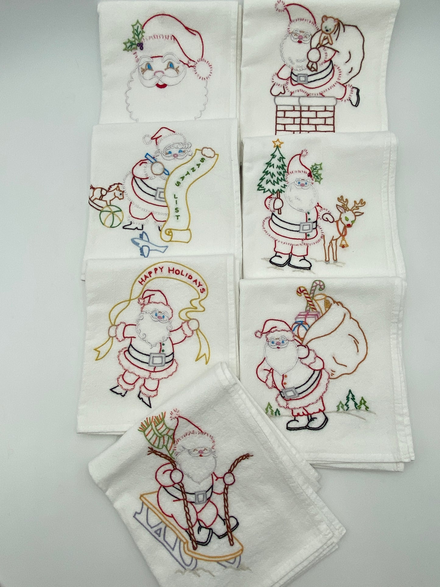 Hand-Embroidered Dishtowel, $12 ea. or 2 for $22 - Christmas design