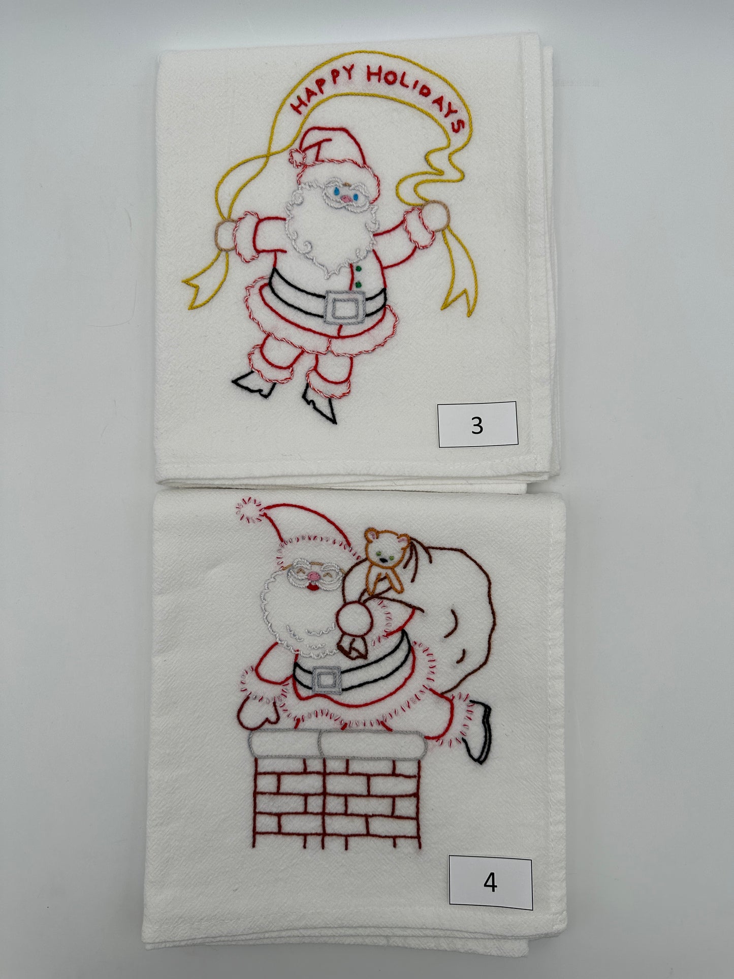 Hand-Embroidered Dishtowel, $12 ea. or 2 for $22 - Christmas design