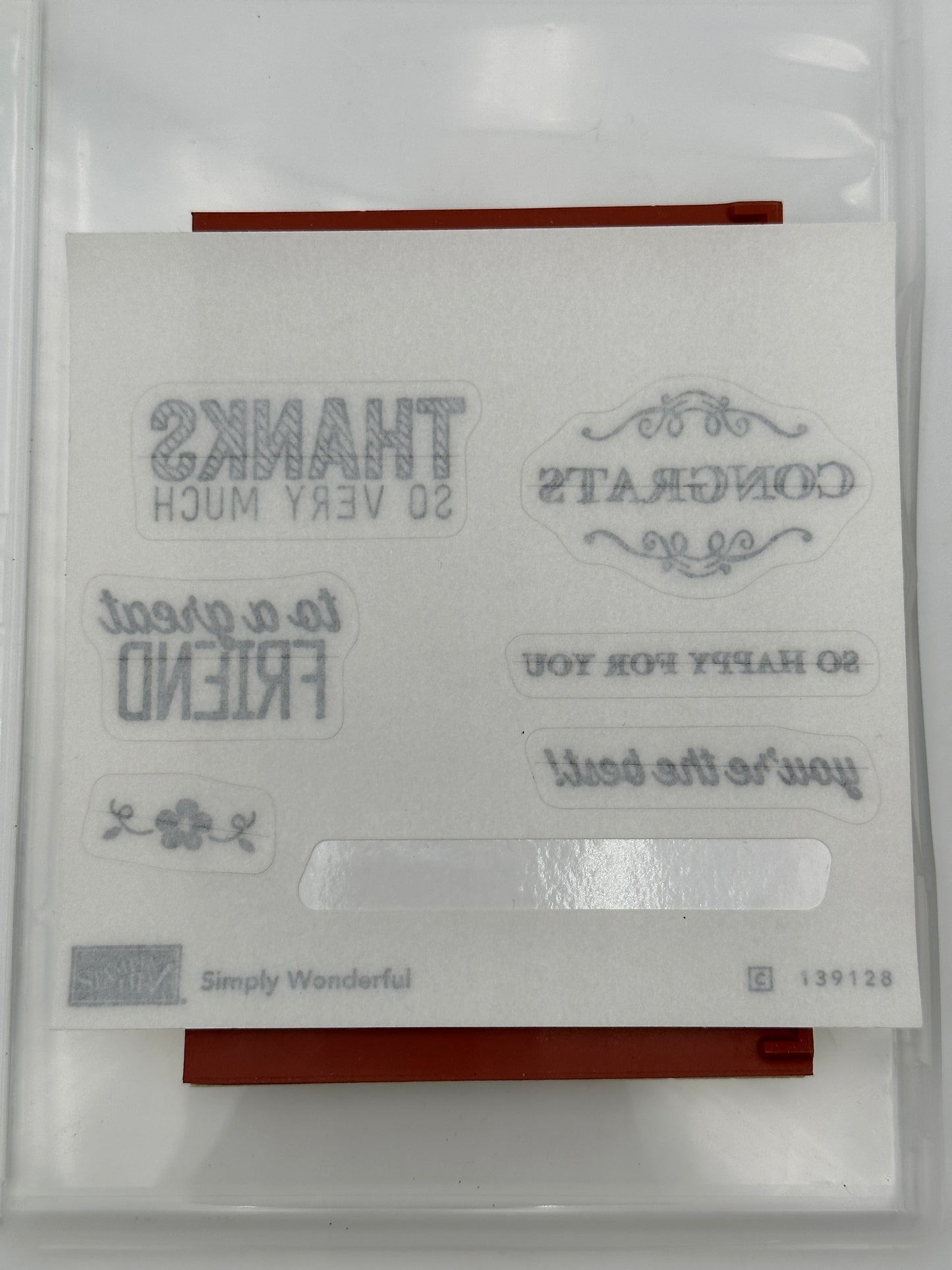 Stampin' Up! Simply Wonderful Cling Stamp Set, EUC - retired