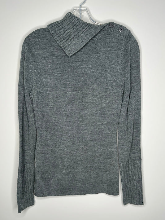Hooked Up Size S Gray Cowl-Neck Long Sleeve Sweater
