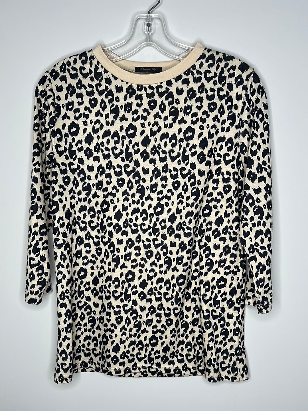 Blooming Jelly Size S Tan w/Black Cheetah Print 3/4 Sleeve Top (runs large)