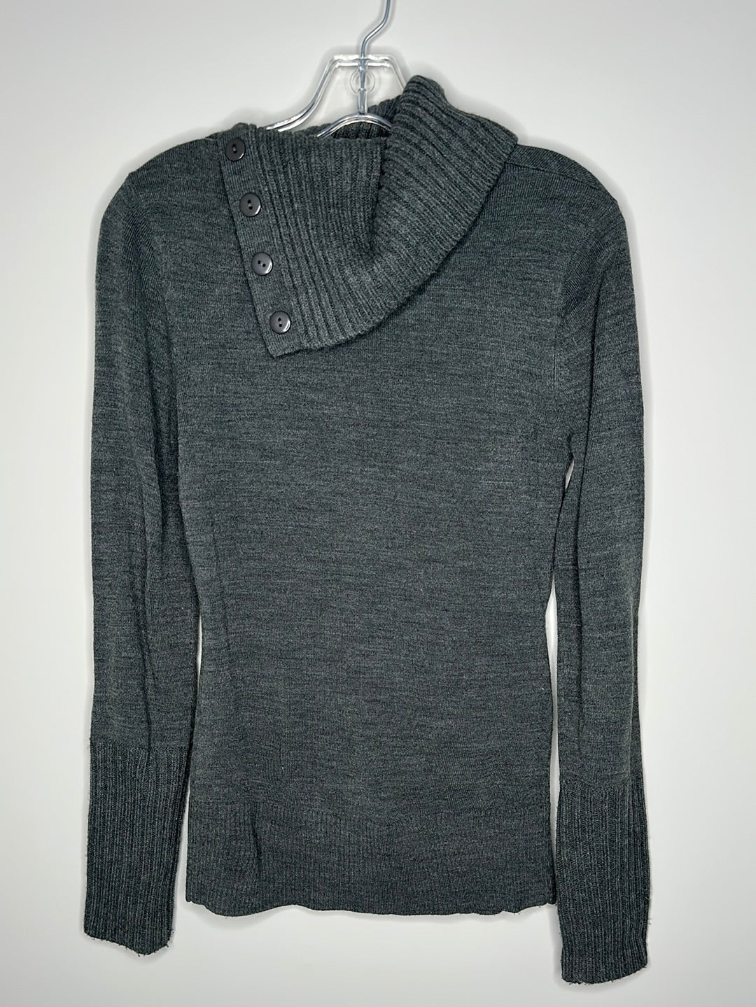 Hooked Up Size S Gray Cowl-Neck Long Sleeve Sweater