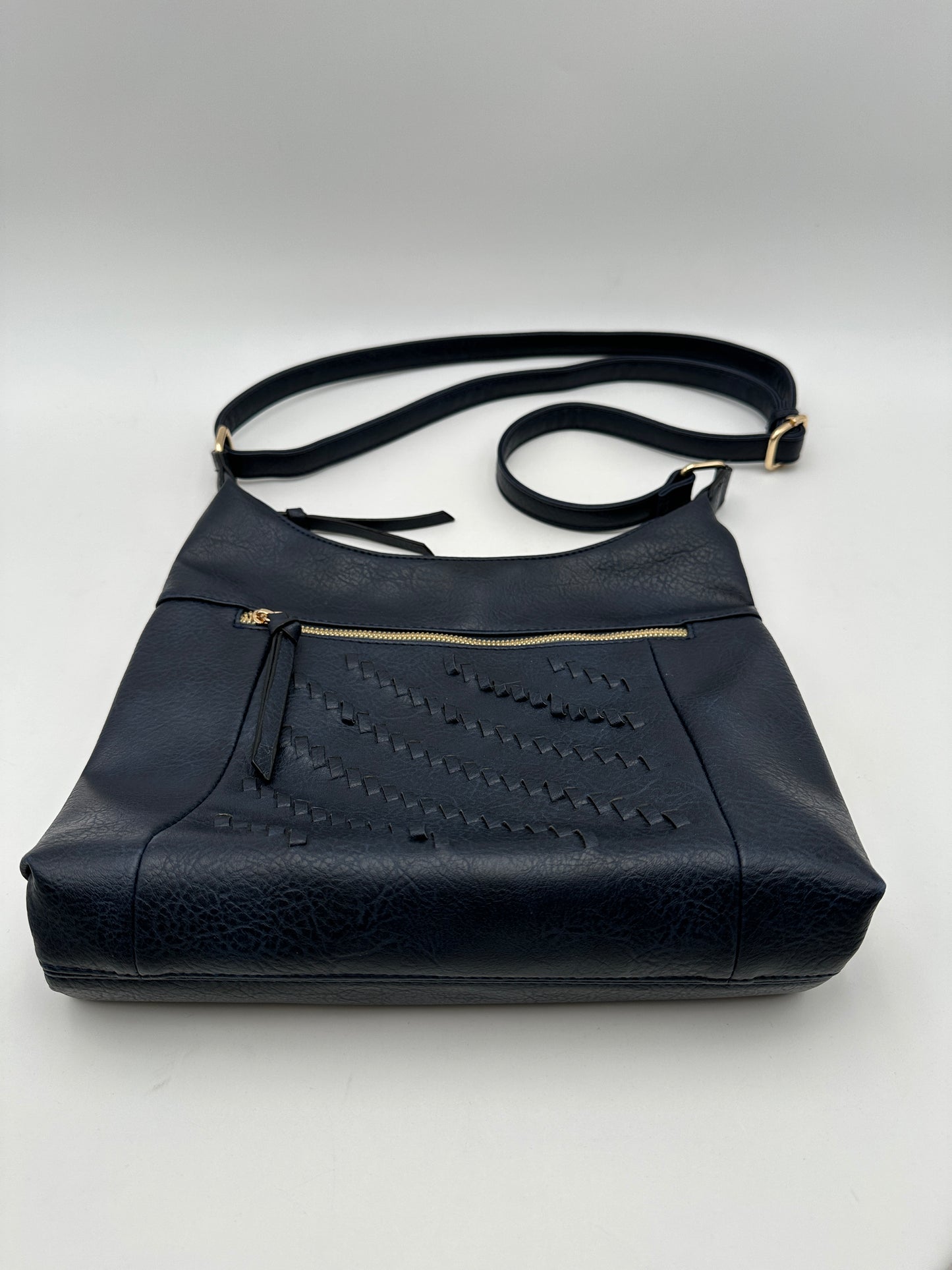 Navy Blue Vegan Leather Crossbody Bag