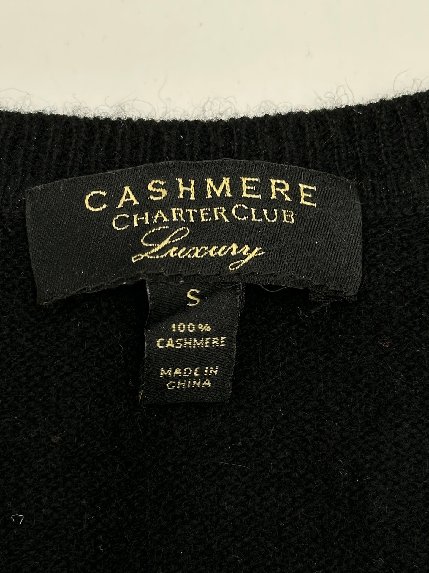 Charter Club Size S Black V-Neck Pullover Cashmere Sweater