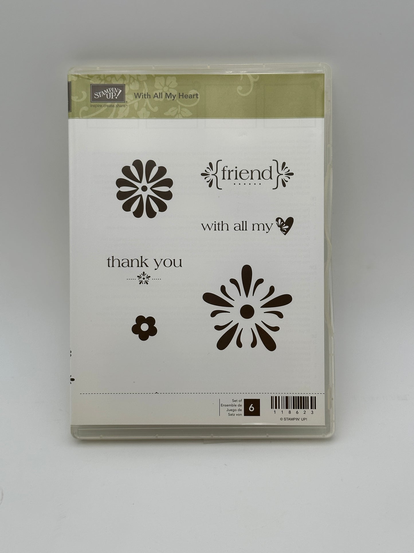 Stampin' Up! With All My Heart Cling Stamp Set, EUC - retired