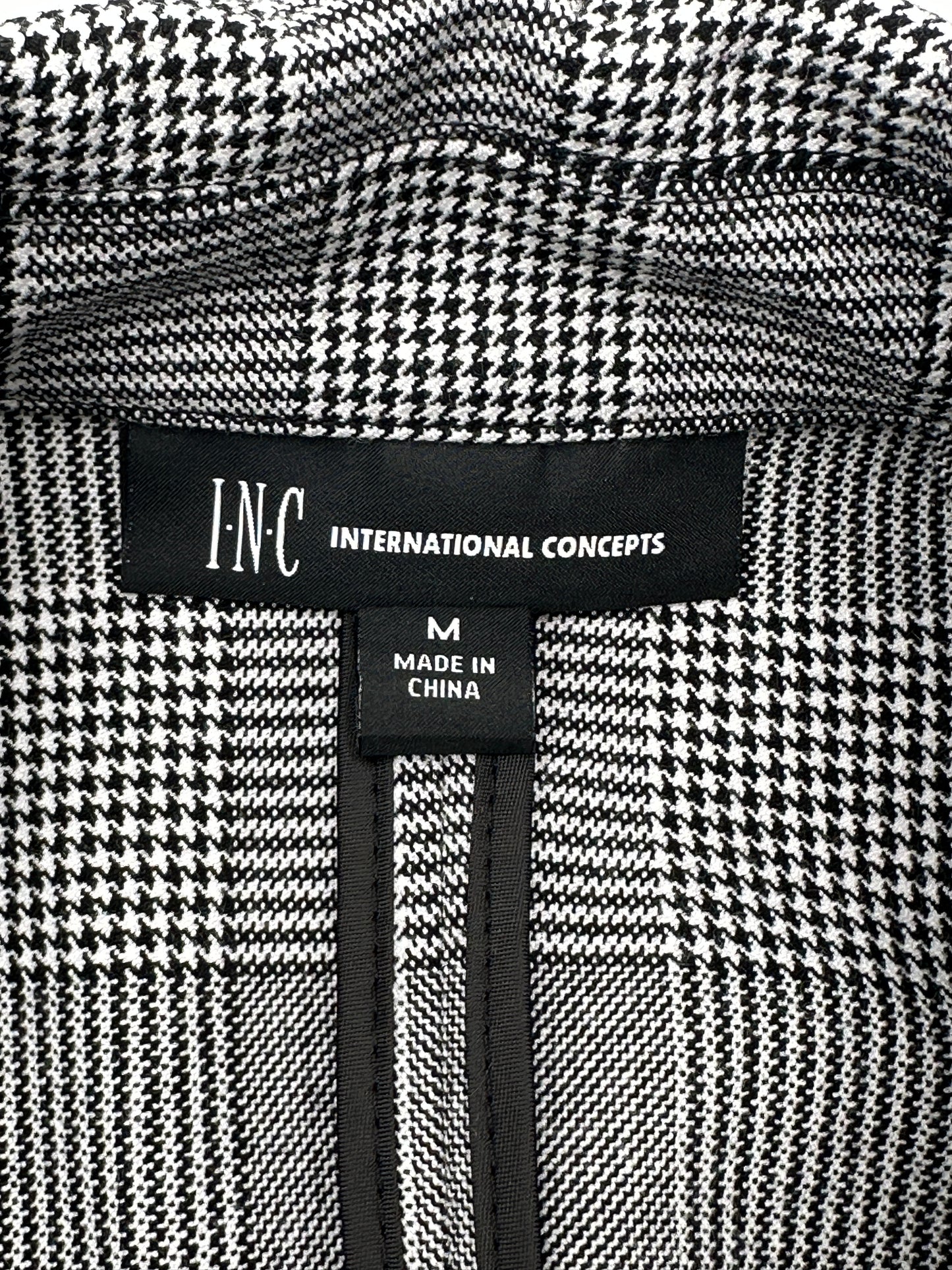INC International Concepts Size M Black & White Double Breasted Blazer Jacket